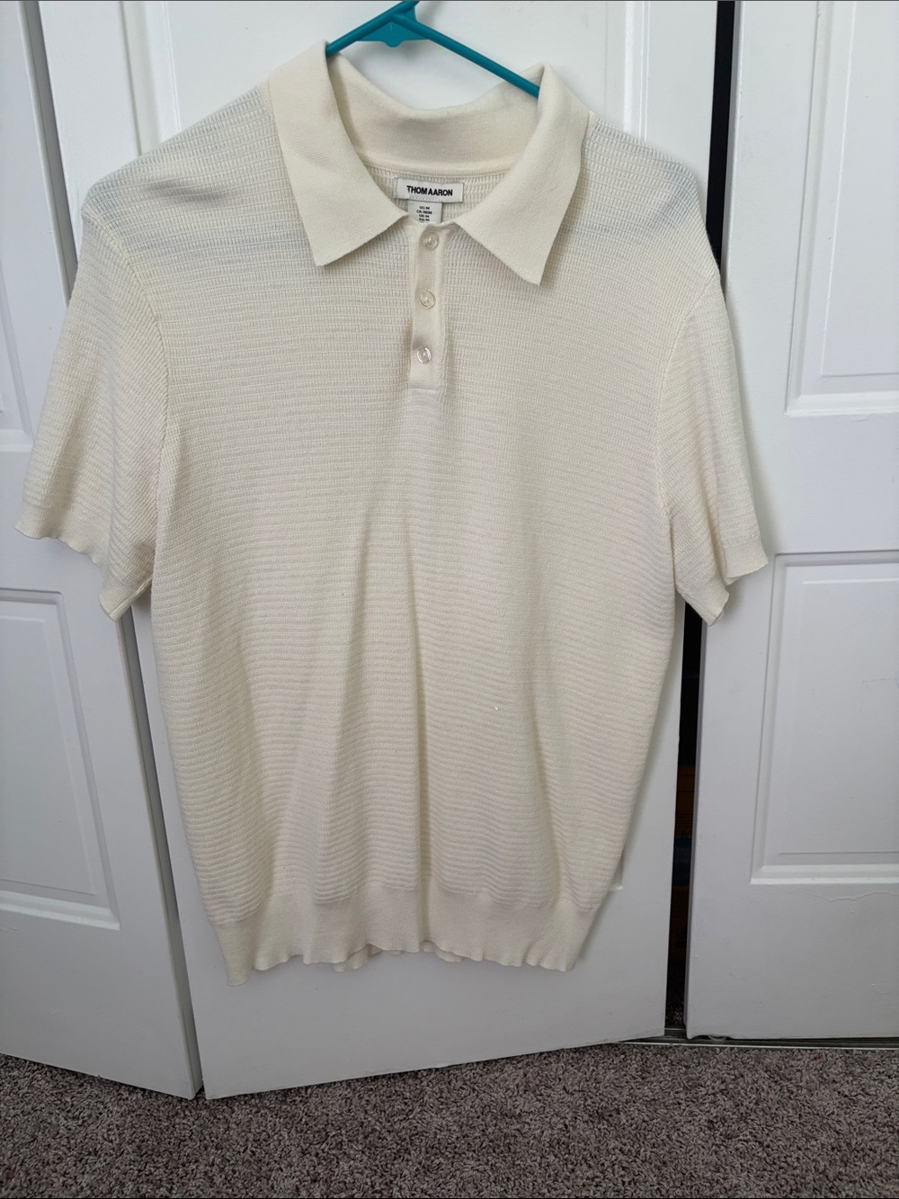 Cream Short-Sleeve Knit Polo